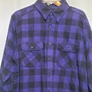 NEW! Old Navy Men's Blue Black Plaid 100% Cotton Flannel LS Shirt Size Medium